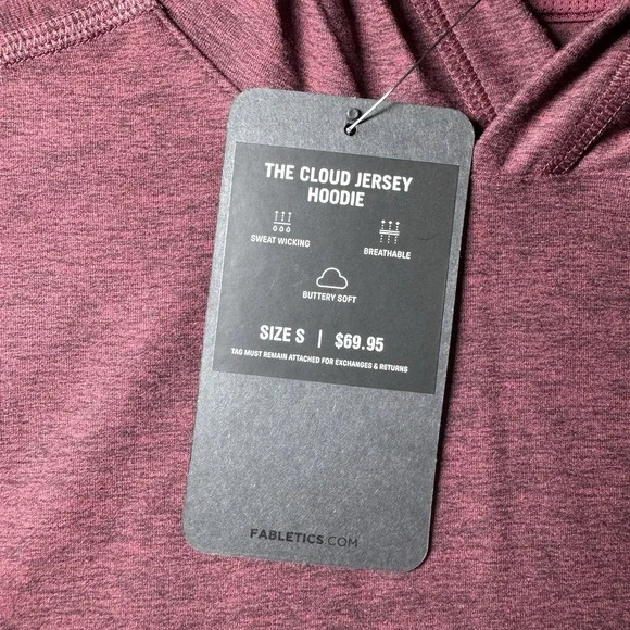Fabletics The Cloud Jersey Hoodie Pullover Heather Burgundy Merlot Sz S NWT - Picture 4 of 12